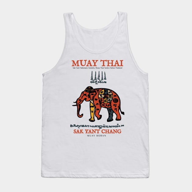 Vintage Muay Thai Tattoo Elephant Tank Top by KewaleeTee